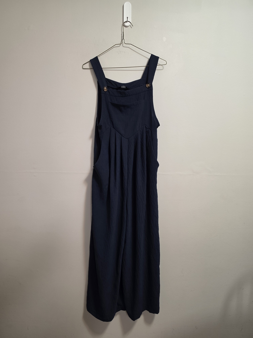 Navy Wide-Leg Linen-Blend Wide Leg Jumpsuit